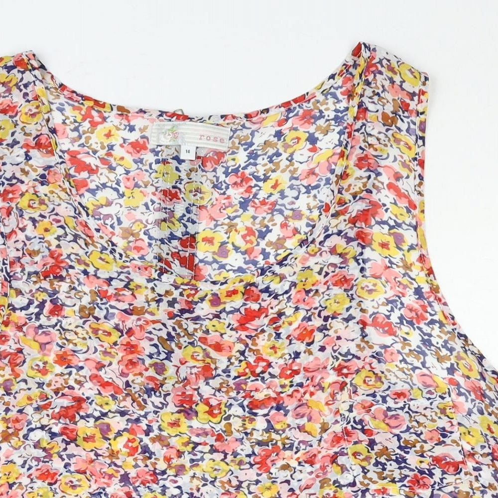 Cameo Rose Womens Multicoloured Geometric Polyester Camisole Blouse Size 14 Scoop Neck - Floral Print