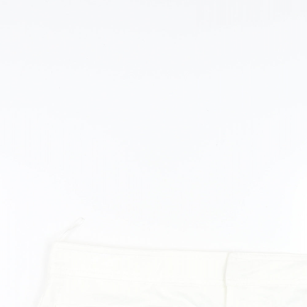 Zara Womens White Cotton Skort Skirt Size M Zip - Pocket