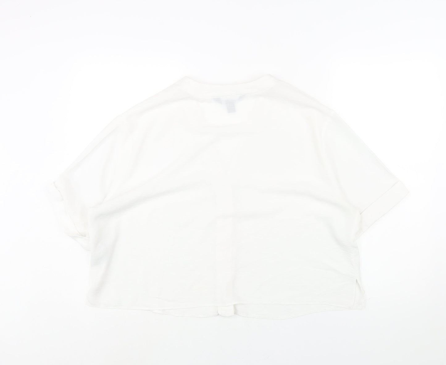 New Look Womens White Polyester Basic Button-Up Size 18 V-Neck