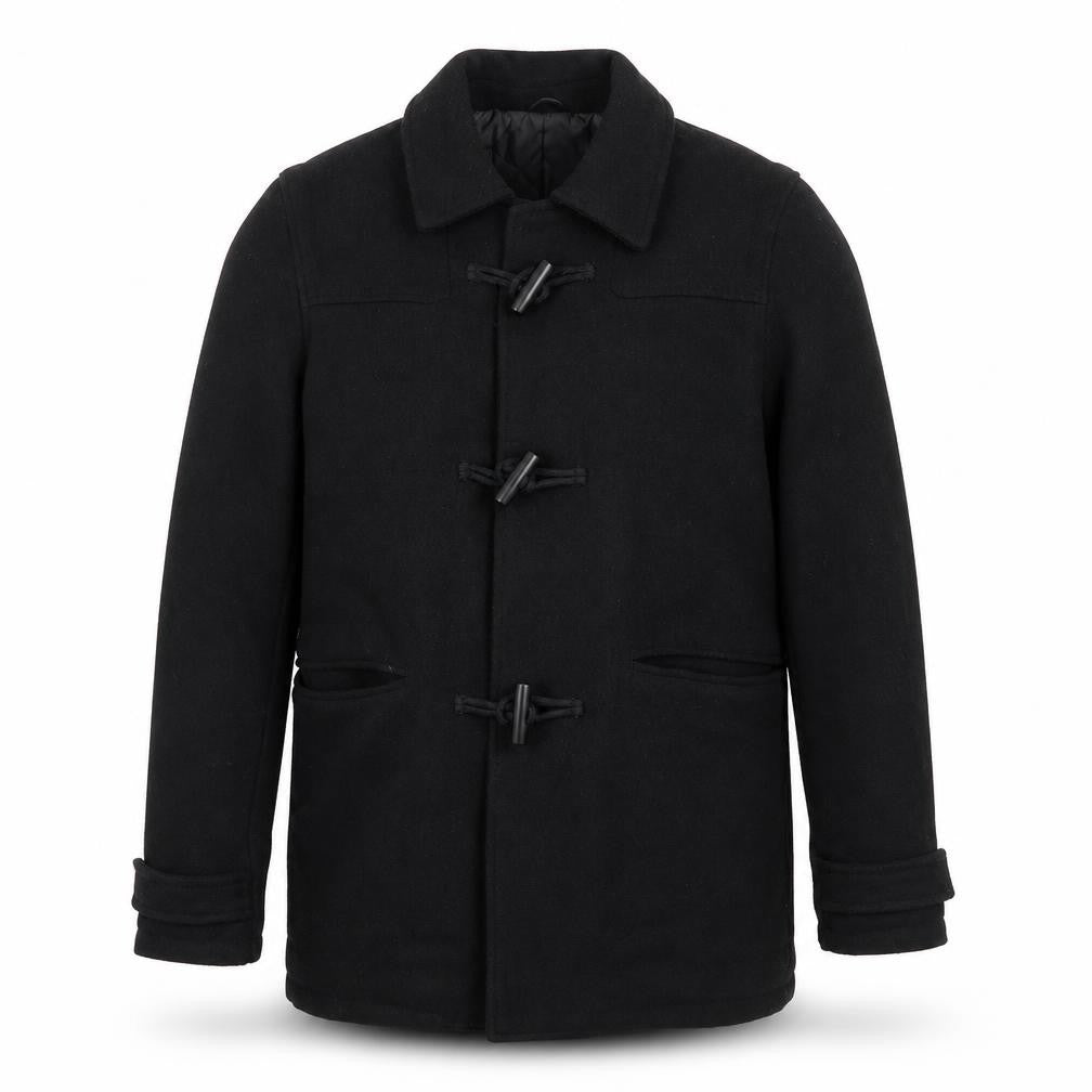 Topman Mens Black Pea Coat Coat Size S Snap