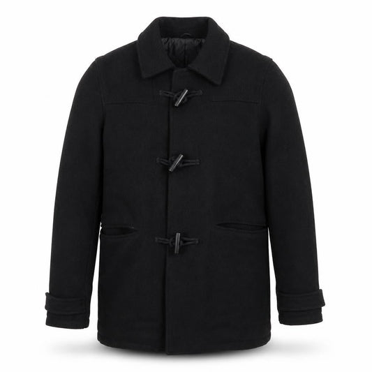 Topman Mens Black Pea Coat Coat Size S Snap