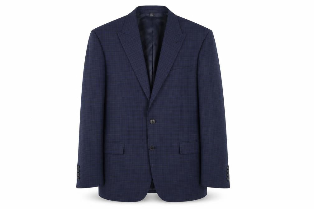 Marks & Spencer Mens Blue Check Polyester Jacket Suit Jacket Size 42 Regular