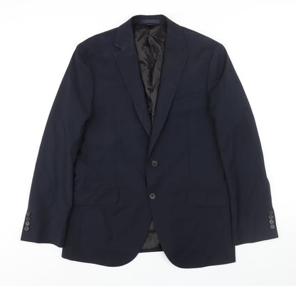 Additional front view of Autograph men’s blue wool jacket suit jacket, size 40, regular