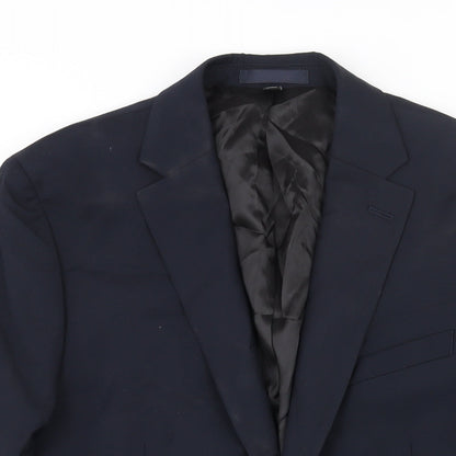 Close-up detail of Autograph men’s blue wool jacket suit jacket, size 40, regular