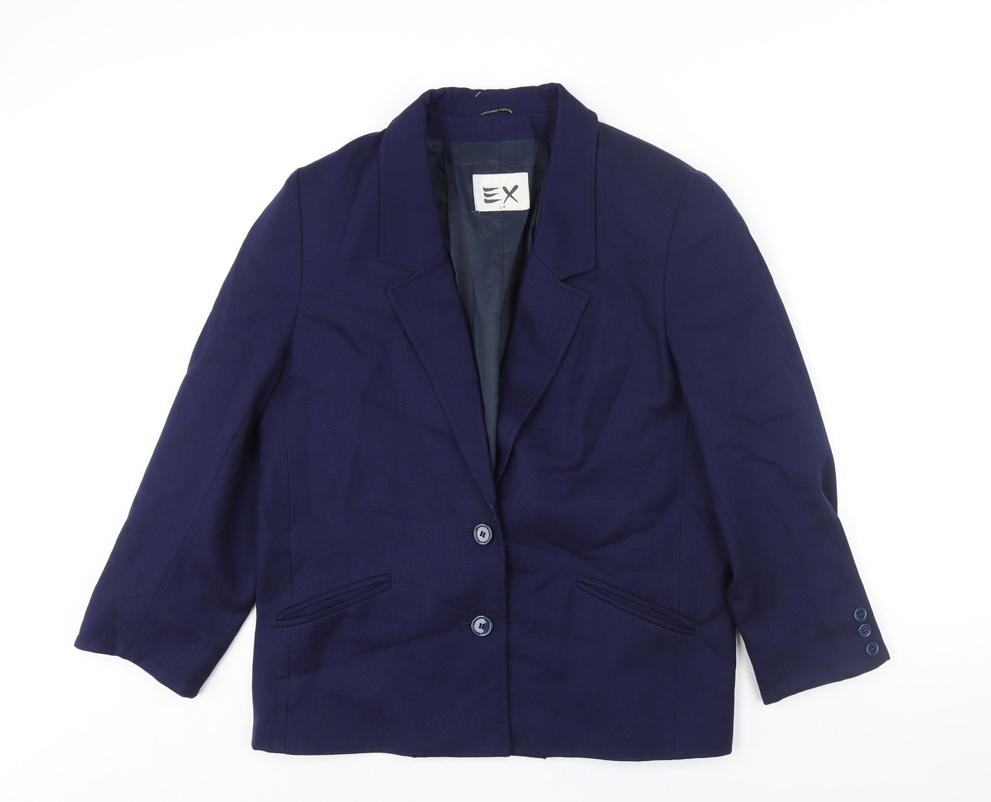 EX Womens Blue Jacket Blazer Size 14 Button
