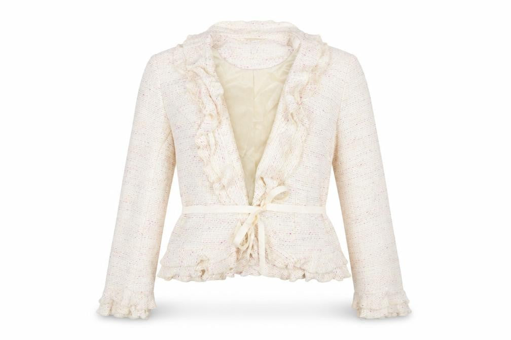 Nexst Womens Ivory Jacket Size 12 Hook & Eye - Frill Belted