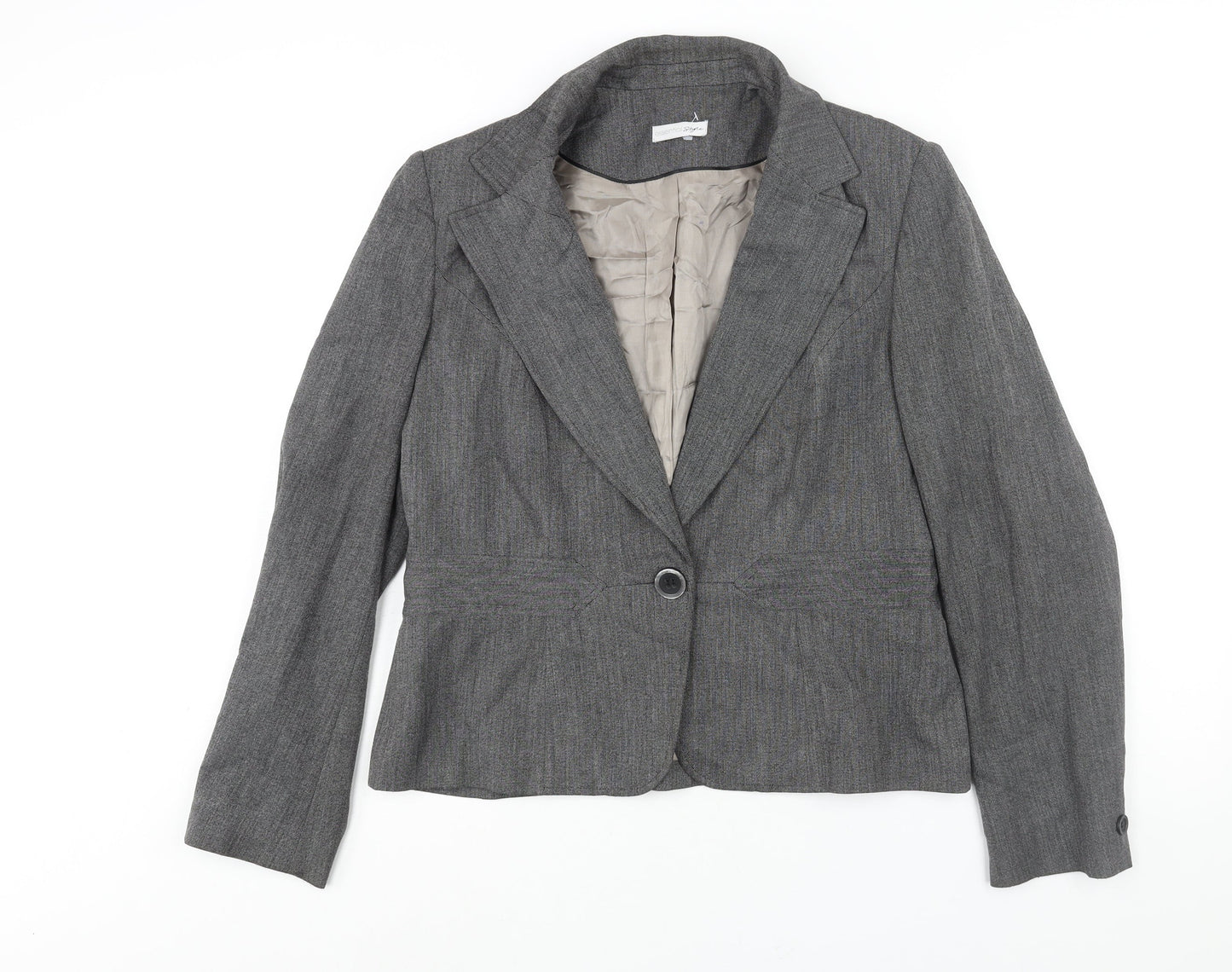Essential Womens Grey Jacket Blazer Size 16 Button