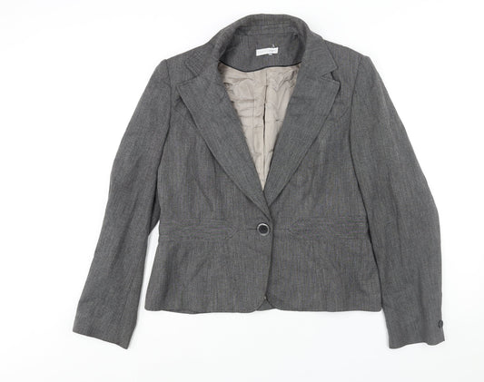 Essential Womens Grey Jacket Blazer Size 16 Button