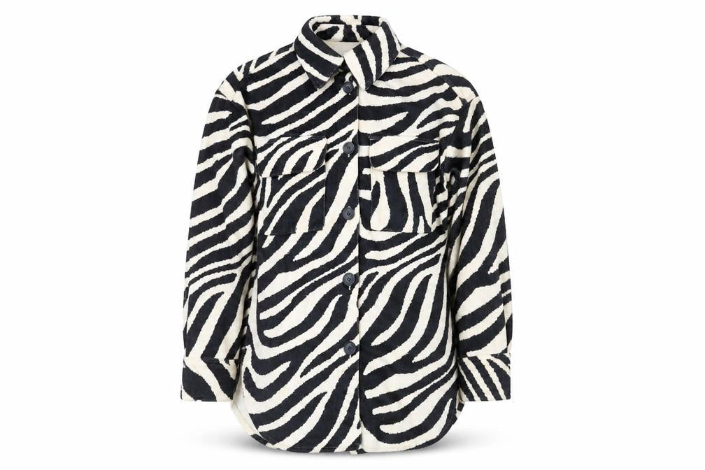 H&M Womens Black Animal Print Jacket Size XS Button - Zebra Print