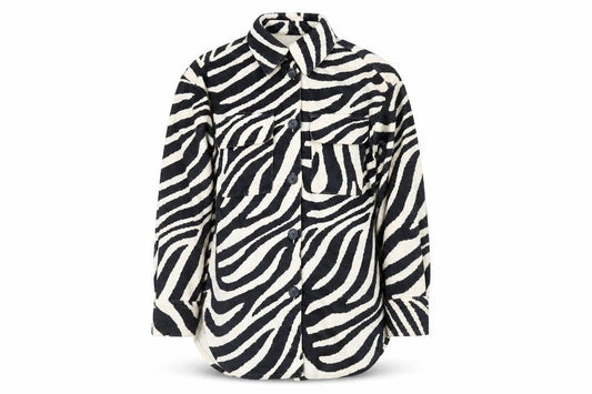 H&M Womens Black Animal Print Jacket Size XS Button - Zebra Print