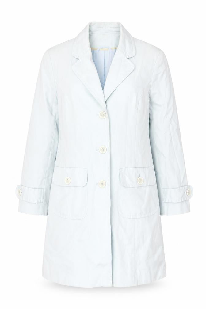 Marks and Womens Blue Trench Coat Coat Size 12 Button