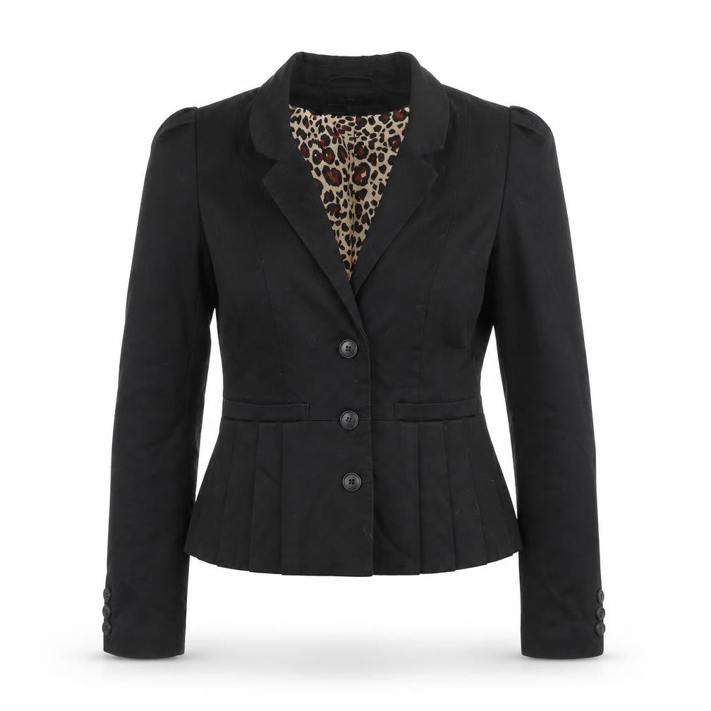 H&M Womens Black Jacket Size 6 Button - Pleat Detail