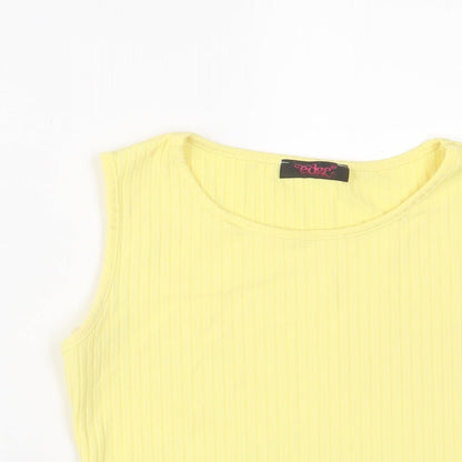 edge Womens Yellow Polyester Cropped Tank Size 8 Crew Neck