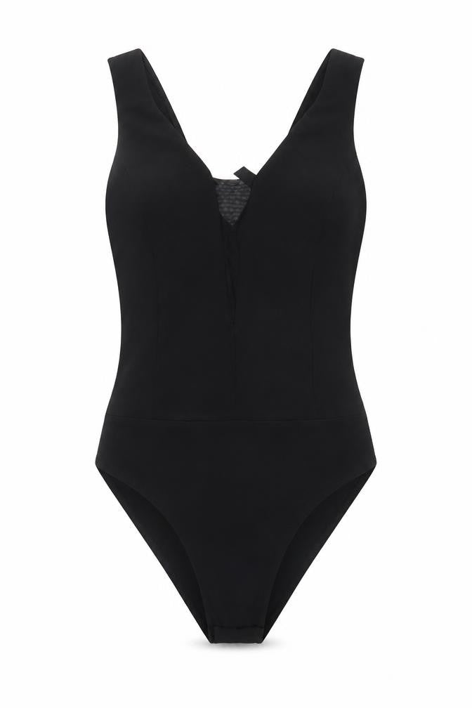 New Look Womens Black Polyester Bodysuit One-Piece Size 8 Snap