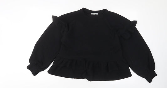 Oasis Womens Black Polyester Pullover Sweatshirt Size L Pullover - Frill