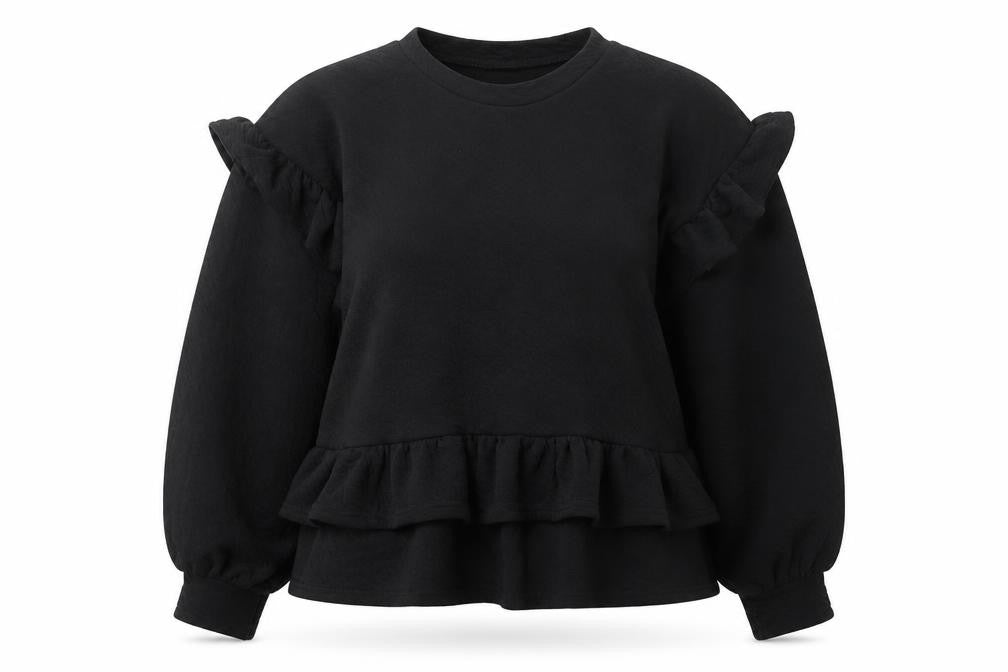 Oasis Womens Black Polyester Pullover Sweatshirt Size L Pullover - Frill