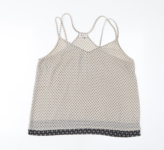 jeanwest Womens Beige Argyle/Diamond Polyester Basic Tank Size 16 V-Neck