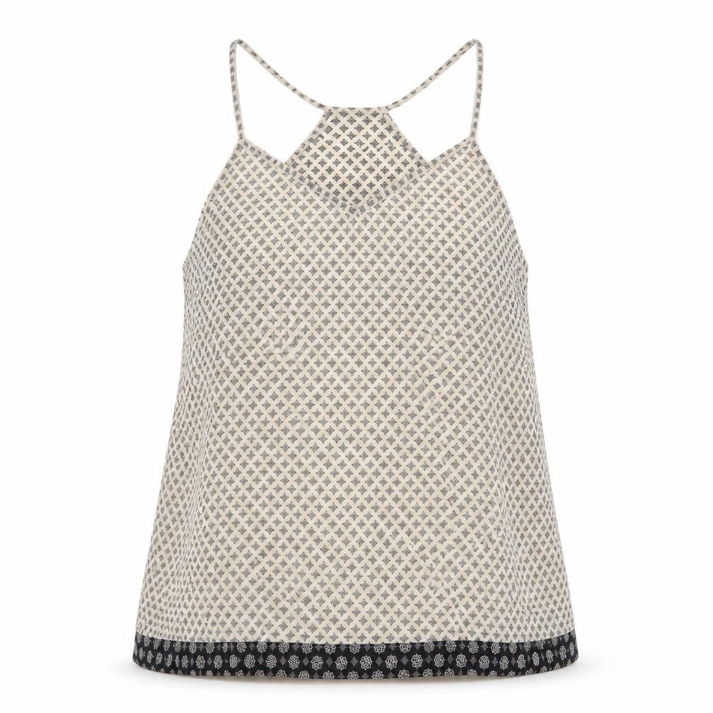 jeanwest Womens Beige Argyle/Diamond Polyester Basic Tank Size 16 V-Neck