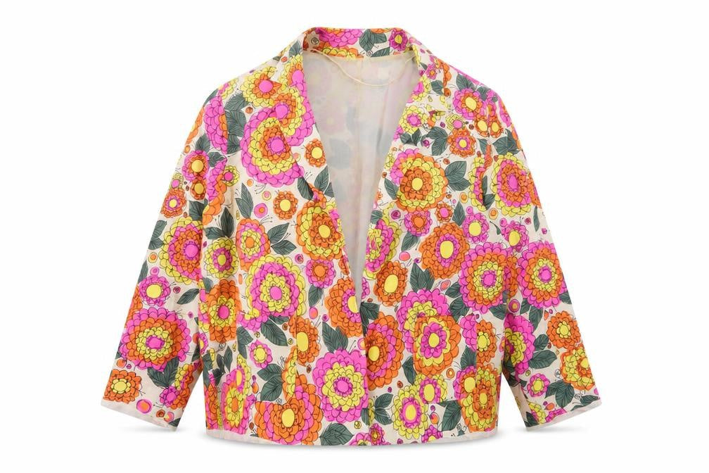 River Island Womens Multicoloured Floral Jacket Blazer Size 16 - Open
