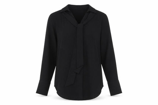 Marks and Spencer Womens Black Striped Polyester Basic Button-Up Size 8 Collared