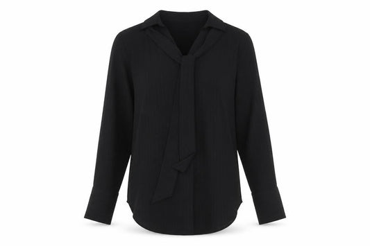 Marks and Spencer Womens Black Striped Polyester Basic Button-Up Size 8 Collared