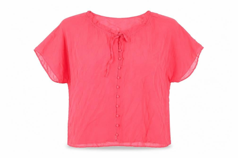 Monsoon Womens Pink Silk Basic T-Shirt Size 10 Scoop Neck
