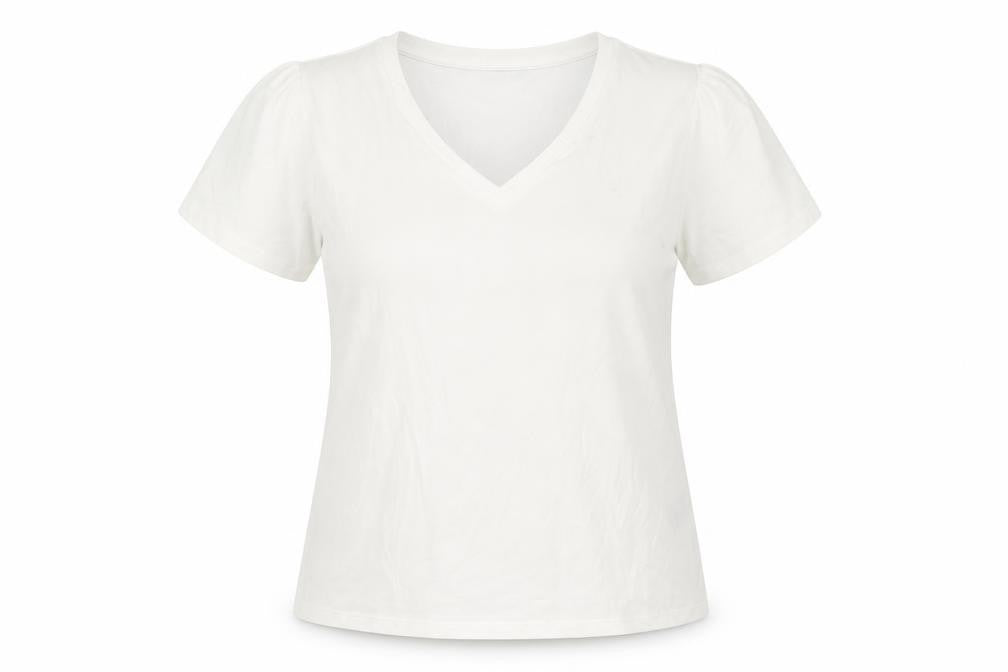 Marks & Spencer Womens White Polyester Basic T-Shirt Size 18 V-Neck