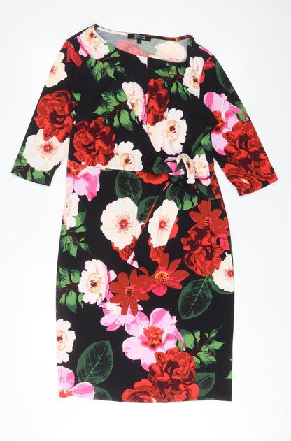 Additional front view of JD Williams women’s multicoloured floral polyester a-line, size UK 12, boat neck pullover
