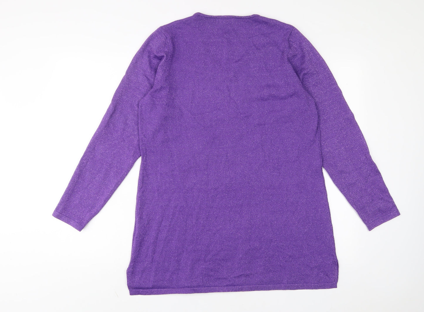 Michele Hope Womens Purple V-Neck Viscose Pullover Jumper Size 14 - 14/16
