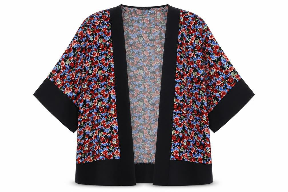 Select Womens Multicoloured Floral Polyester Kimono Blouse Size 12 V-Neck - Open
