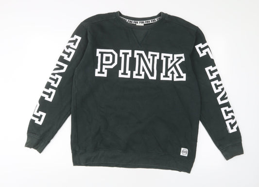 PINK Mens Green Cotton Pullover Sweatshirt Size M