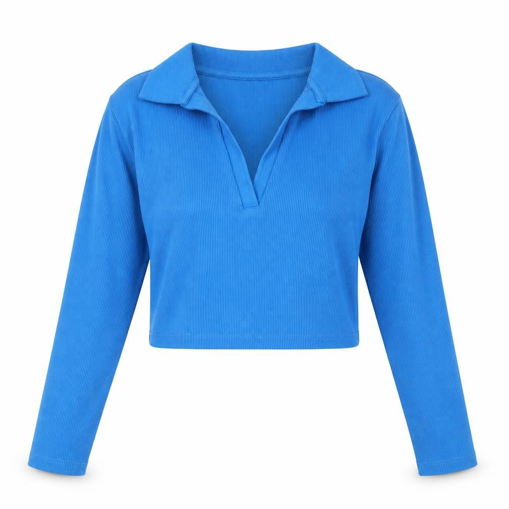 Zara Womens Blue Cotton Basic T-Shirt Size M Collared