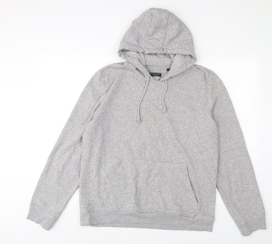 Brave Soul Mens Grey Cotton Pullover Hoodie Size L