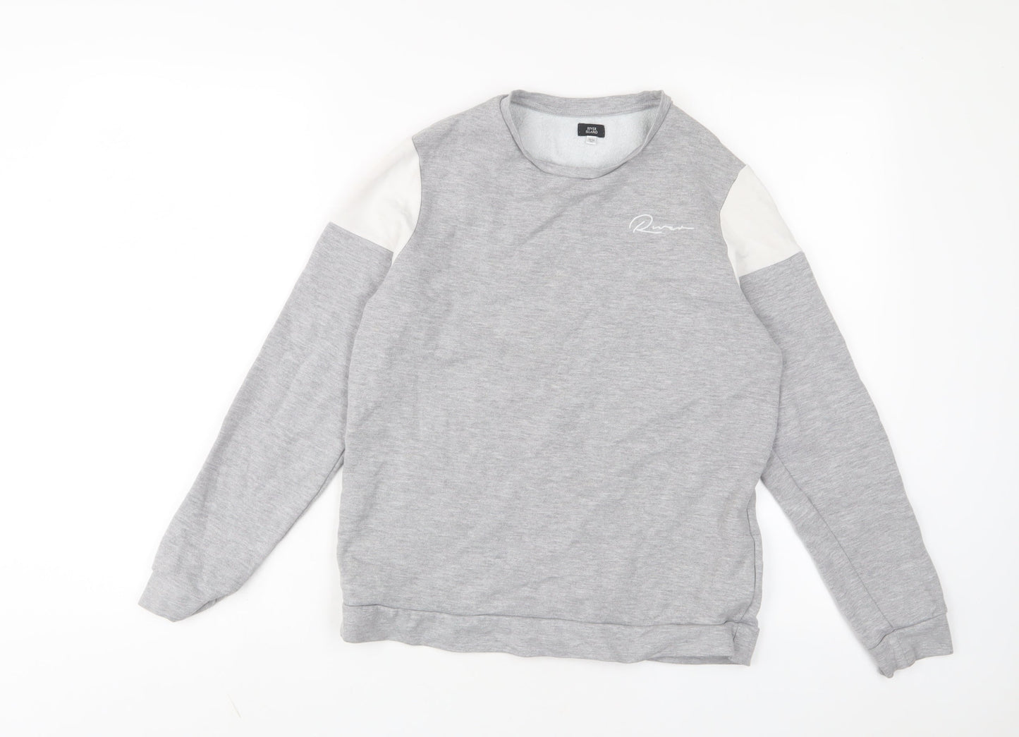 River Island Boys Grey Cotton Pullover Sweatshirt Size 13-14 Years Pullover