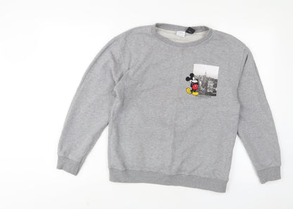 Preloved Zara Girls Grey Cotton Pullover Sweatshirt Size 11-12 Years Pullover - Mickey Mouse - Front