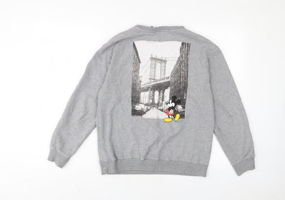 Preloved Zara Girls Grey Cotton Pullover Sweatshirt Size 11-12 Years Pullover - Mickey Mouse - Back