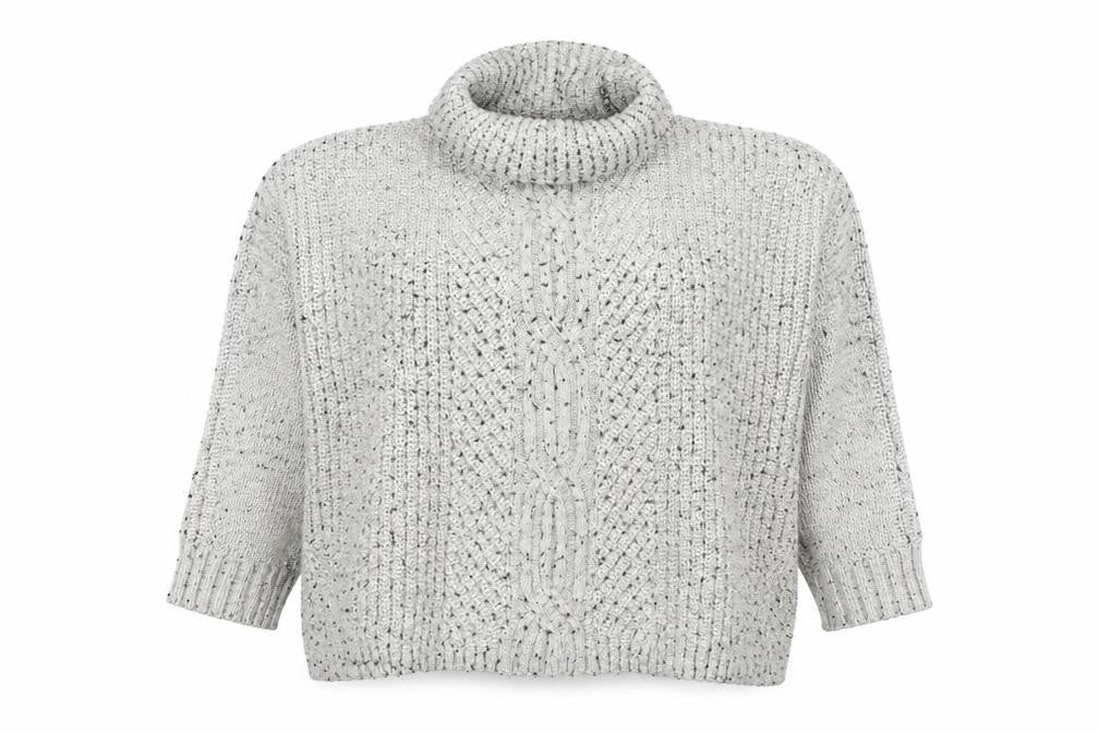 Lands' End Womens Grey Roll Neck Cotton Pullover Jumper Size L