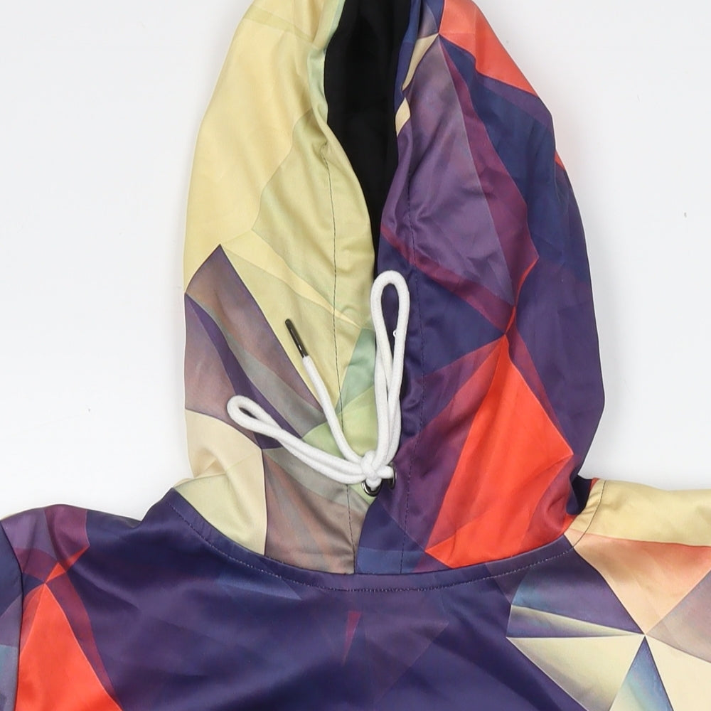 Mr. Bao Long & Mis.Go Mens Multicoloured Geometric Polyester Pullover Hoodie Size L