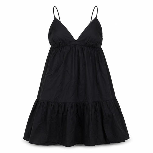 Zara Womens Black Cotton Tank Dress Size XS V-Neck Pullover