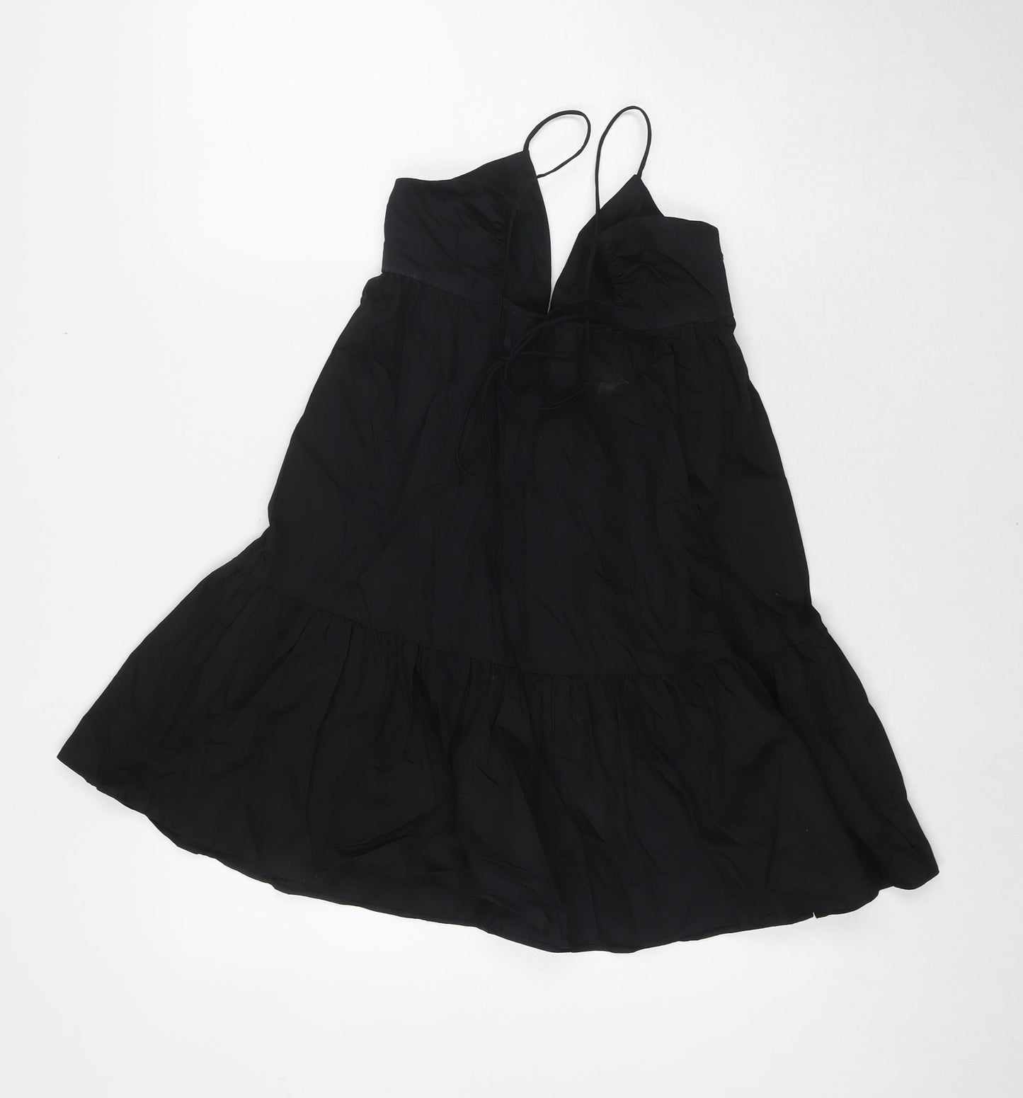 Zara Womens Black Cotton Tank Dress Size XS V-Neck Pullover