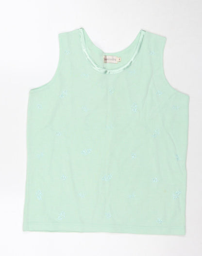 Bonmarché Womens Green Polyester Basic T-Shirt Size S Round Neck - Ribbed