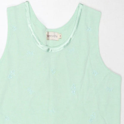 Bonmarché Womens Green Polyester Basic T-Shirt Size S Round Neck - Ribbed