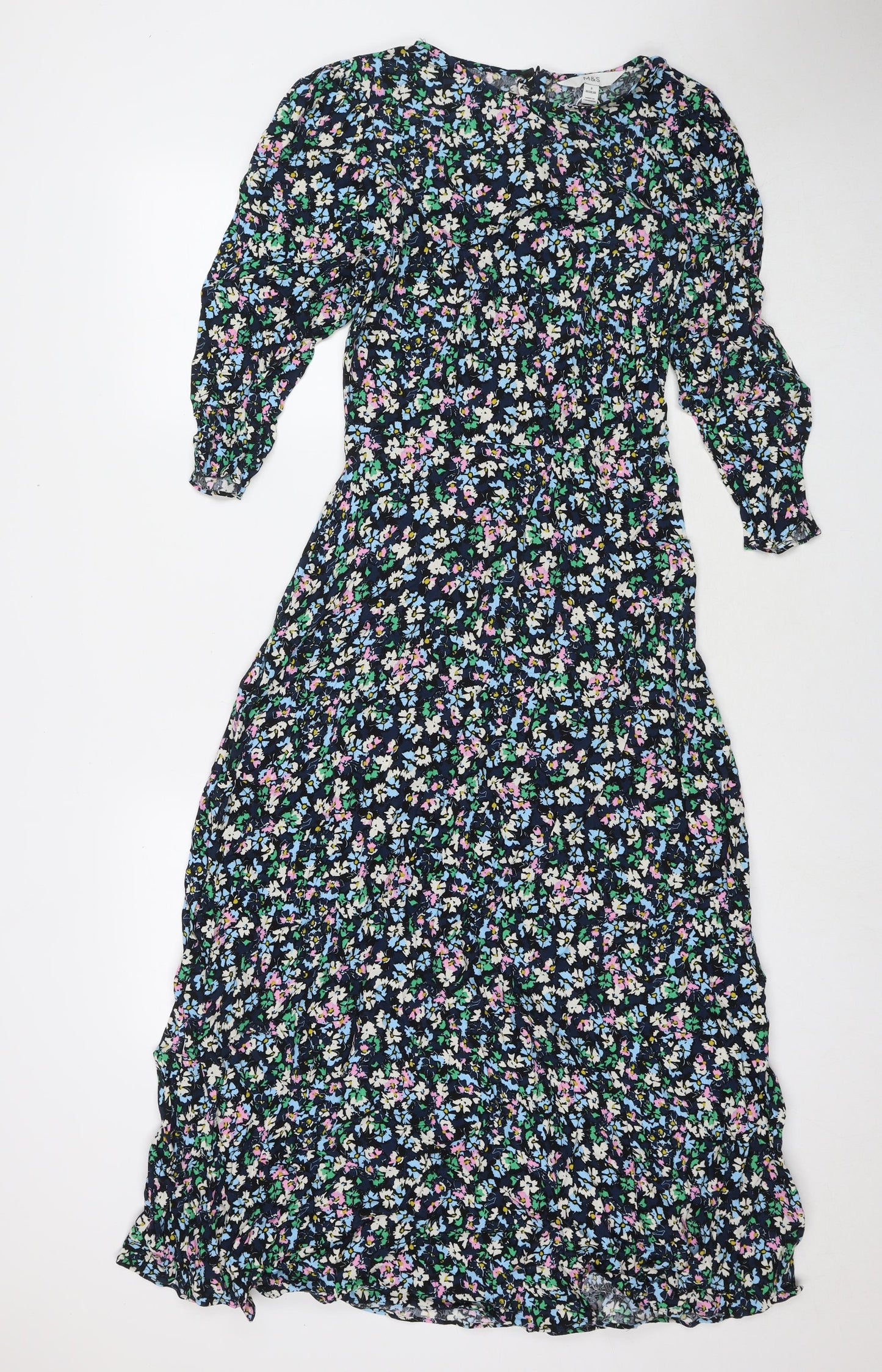 Marks and Spencer Womens Multicoloured Floral Viscose Maxi Size 8 Round Neck Zip