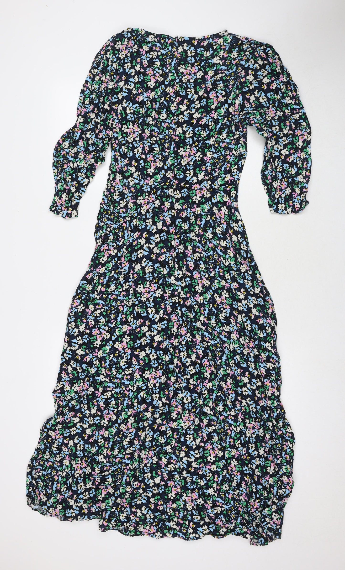 Marks and Spencer Womens Multicoloured Floral Viscose Maxi Size 8 Round Neck Zip