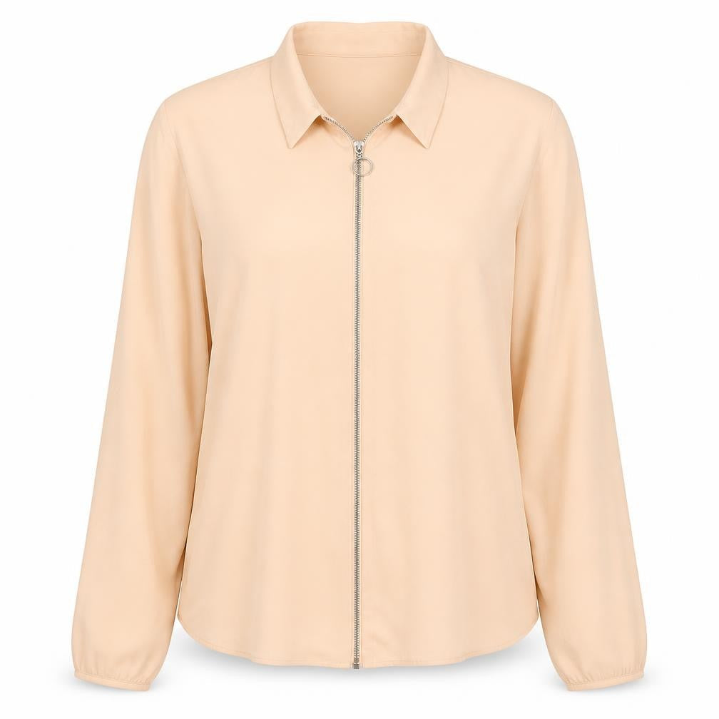 Marks & Spencer Womens Beige Polyester Basic Blouse Size 12 Collared