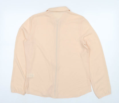 Marks & Spencer Womens Beige Polyester Basic Blouse Size 12 Collared