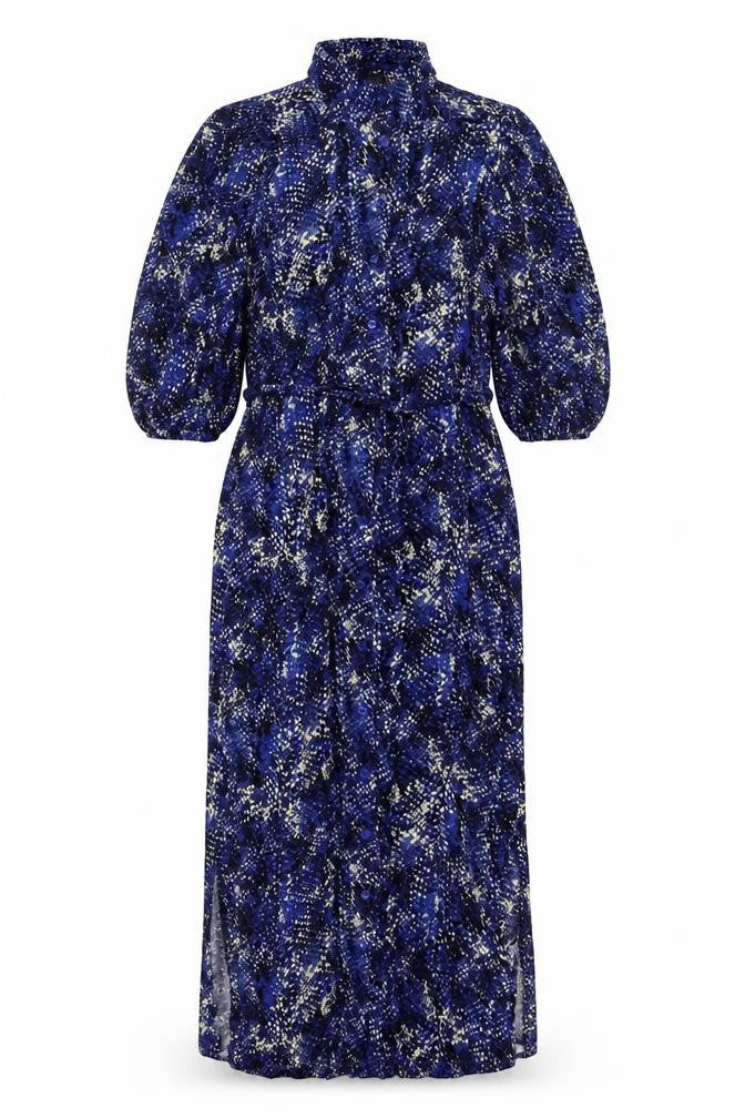 Marks & Spencer Womens Blue Animal Print Viscose Maxi Size 12 Collared Button - Snake Pattern