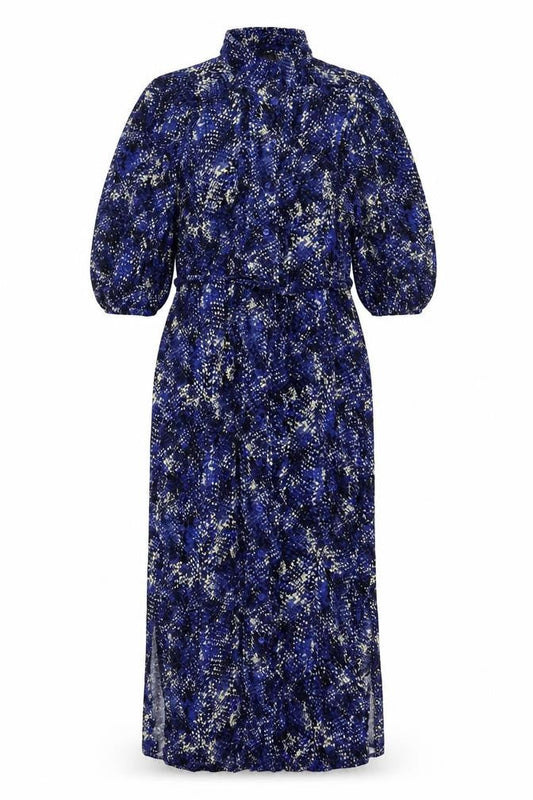 Marks & Spencer Womens Blue Animal Print Viscose Maxi Size 12 Collared Button - Snake Pattern