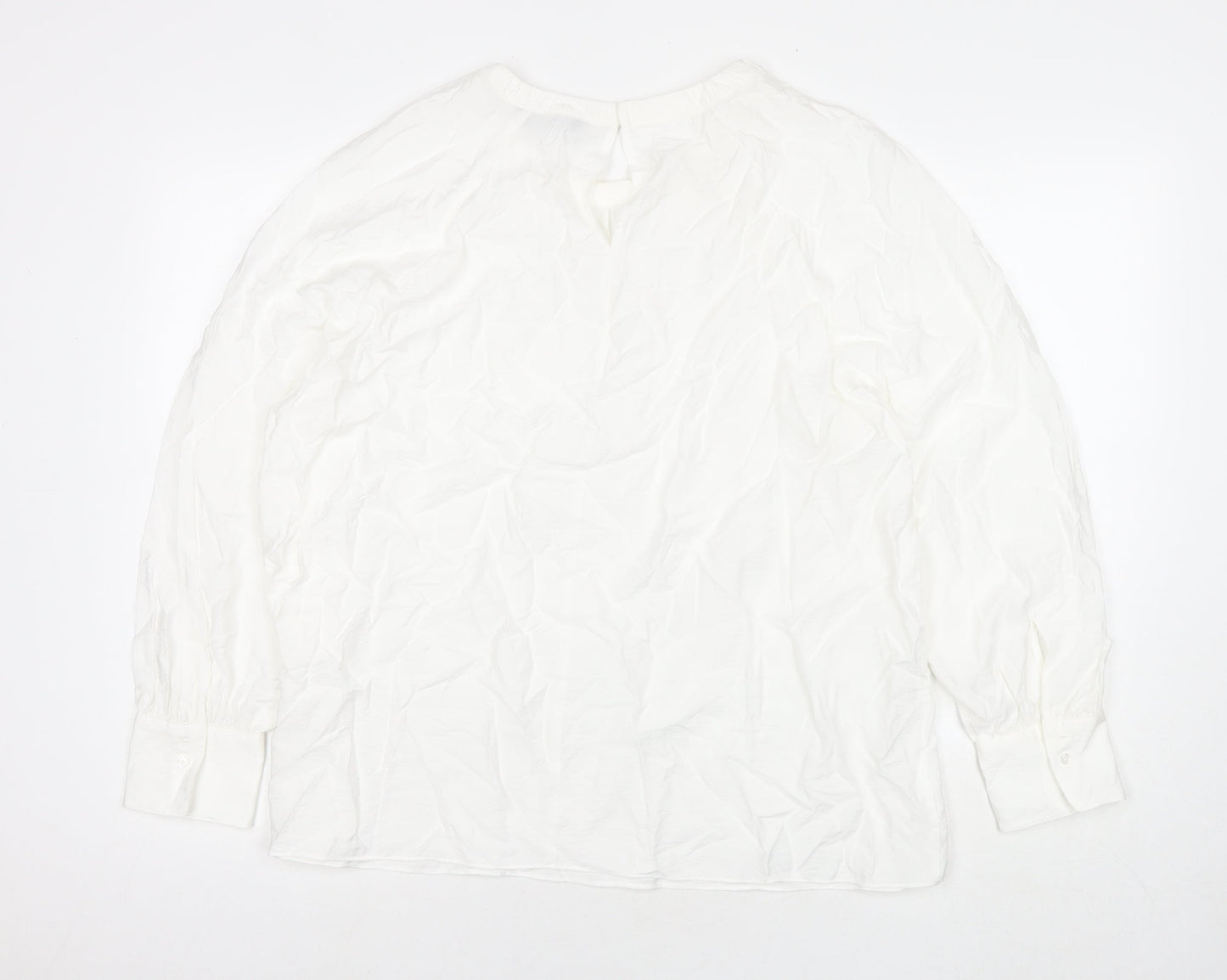 Marks and Spencer Womens White Viscose Basic Blouse Size 18 Round Neck