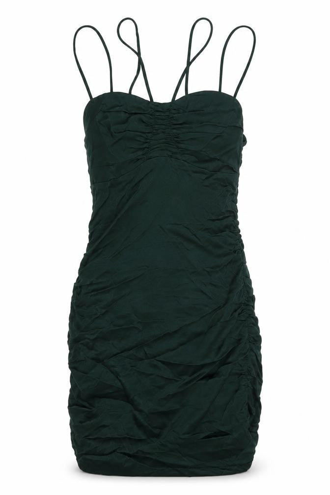 Zara Womens Green Polyester Mini Size S Square Neck Zip